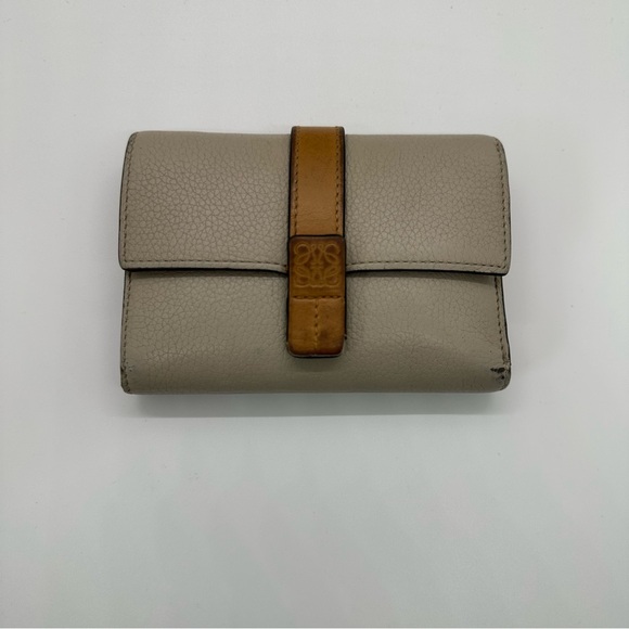 Loewe Handbags - Loewe | Tan Grained Calfskin Leather Vertical Compact Wallet